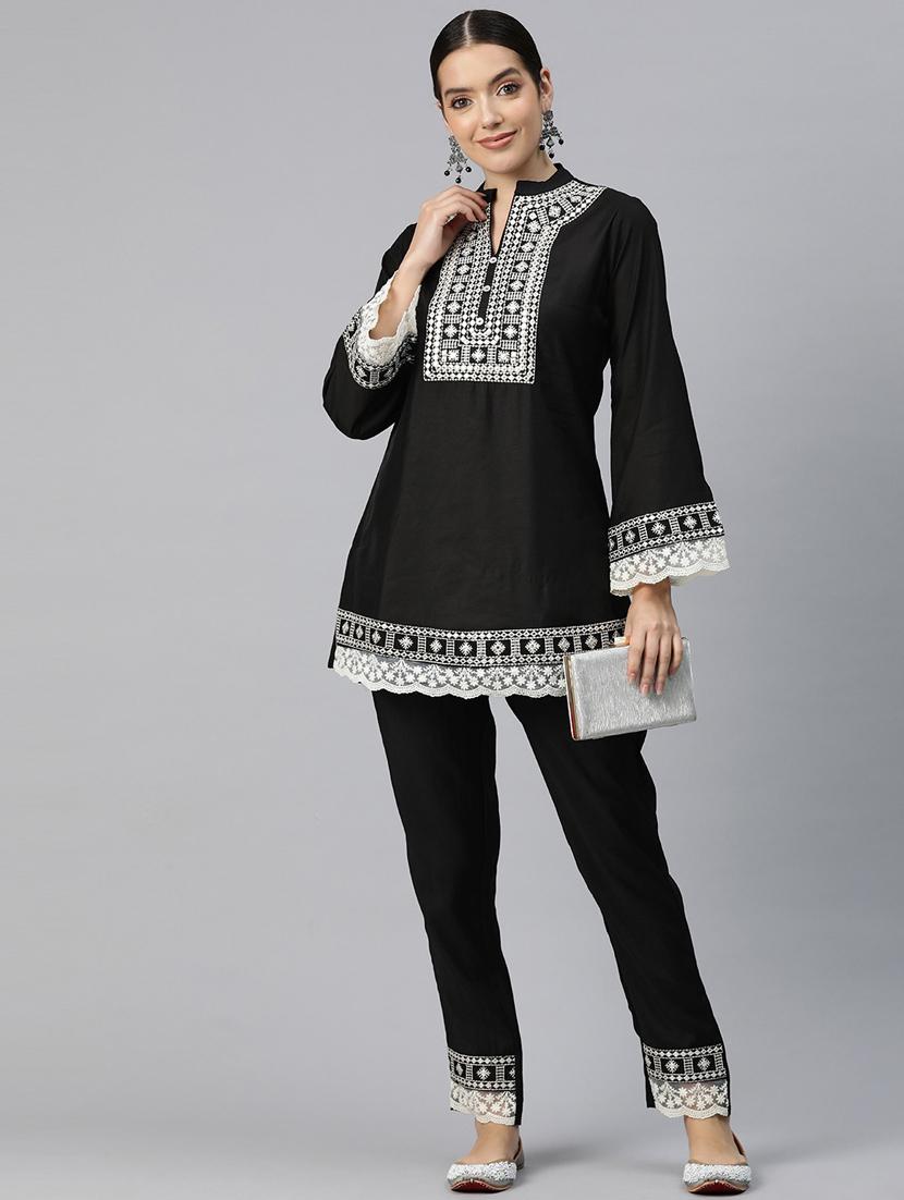 black long sleeve ethnic co-ord set - 20844539 - Standard Image - 2