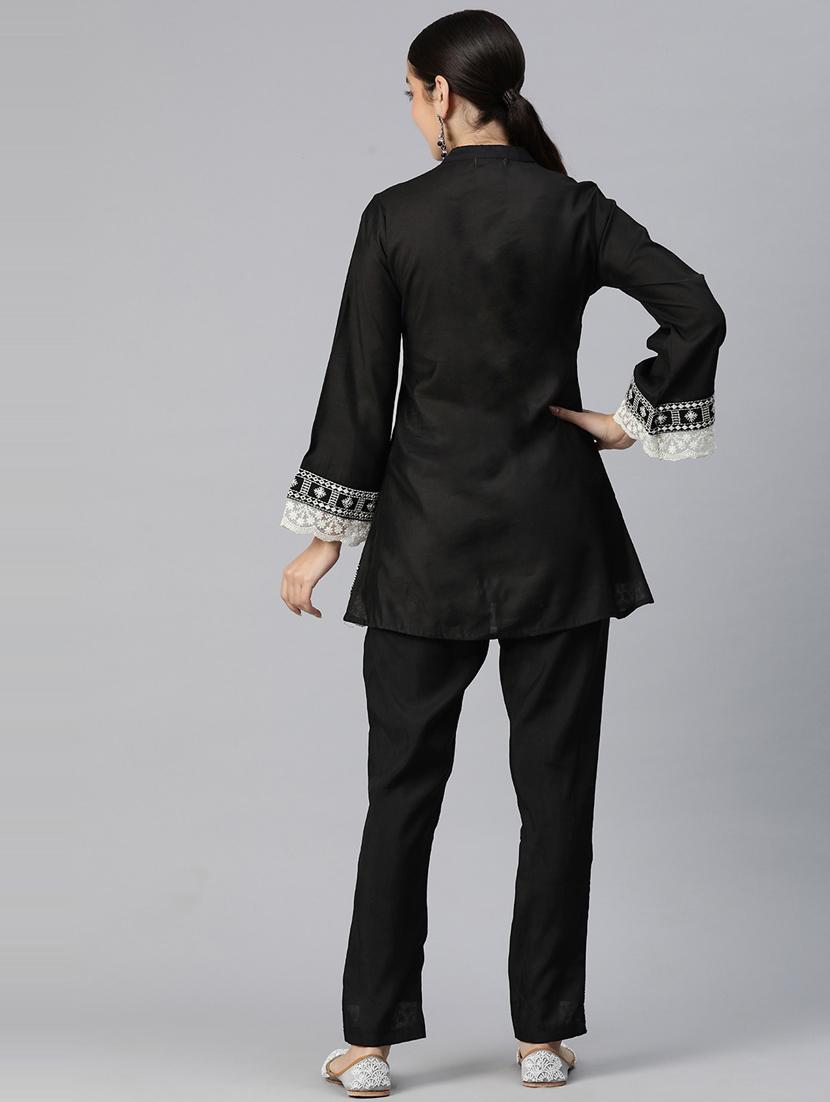 black long sleeve ethnic co-ord set - 20844539 - Standard Image - 3
