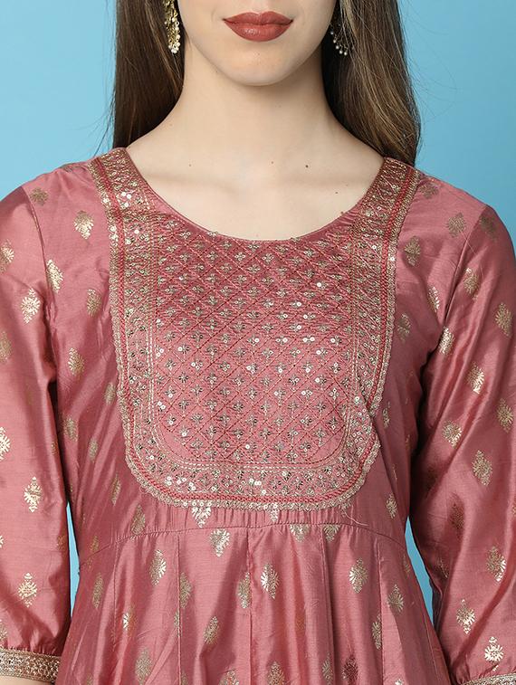 women rust round neck anarkali kurta - 20846447 - Standard Image - 5