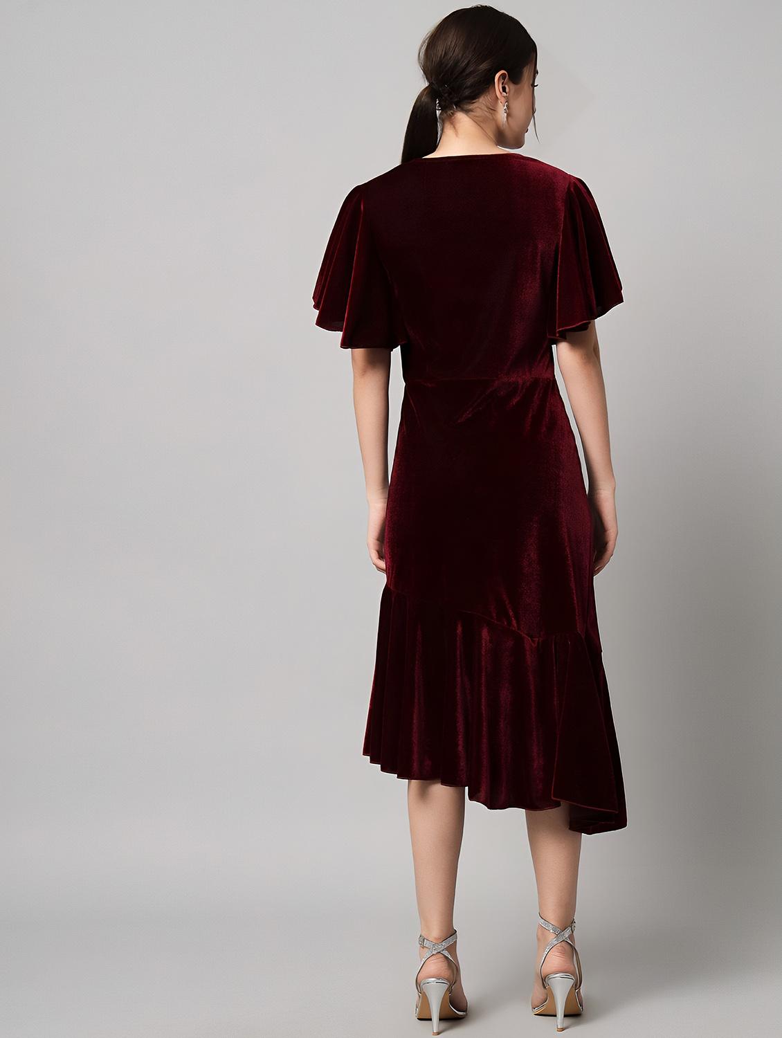 women maroon solid a-line dress - 20848822 - Zoom Image - 2
