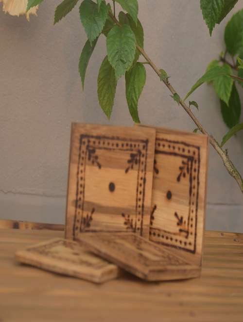 bamboo coasters smoked design- set of 4 - 20852416 - Very Small Image - 1