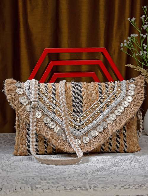 beige embellished sling bag - 20852452 - Very Small Image - 1