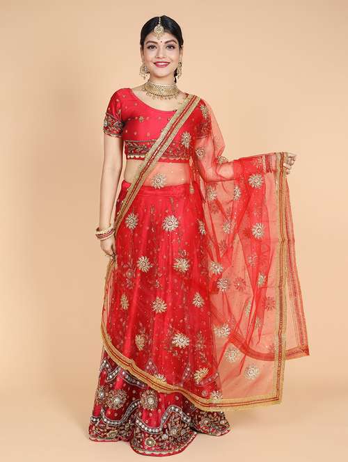 red net lace bordered dupatta - 20857634 - Very Small Image - 1