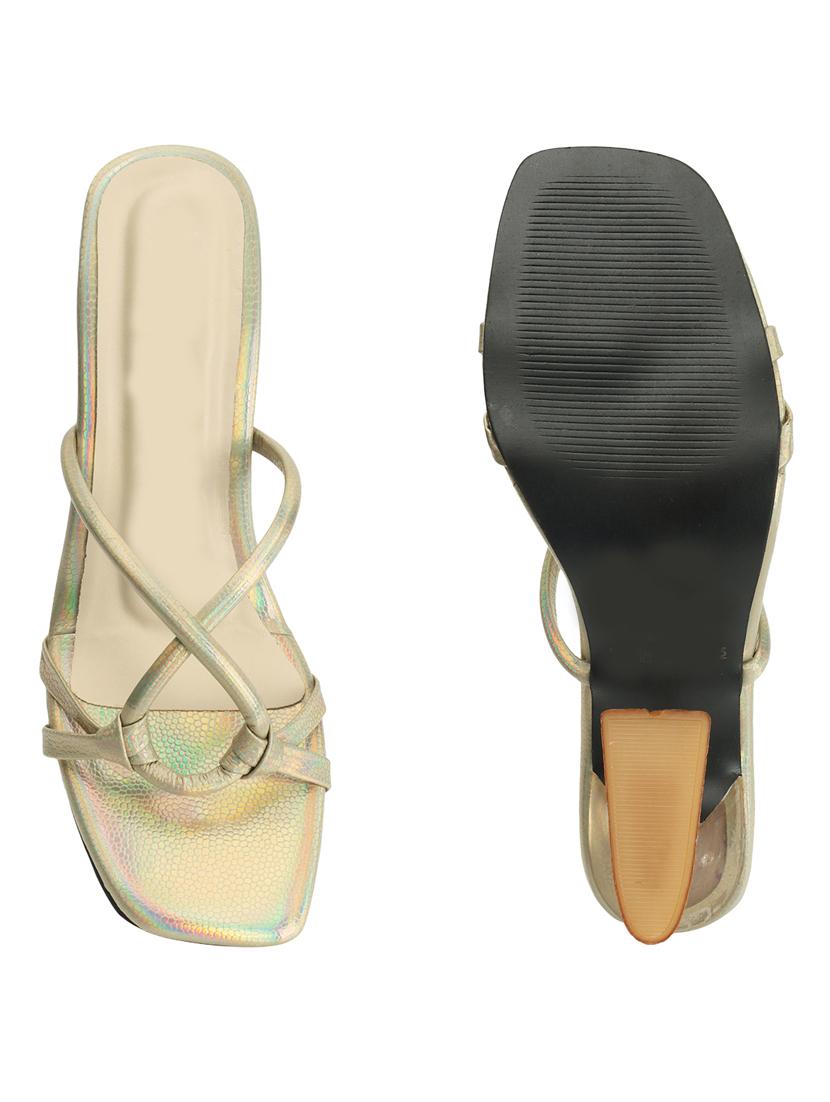 gold detailed slip on sandals - 20861040 - Standard Image - 4