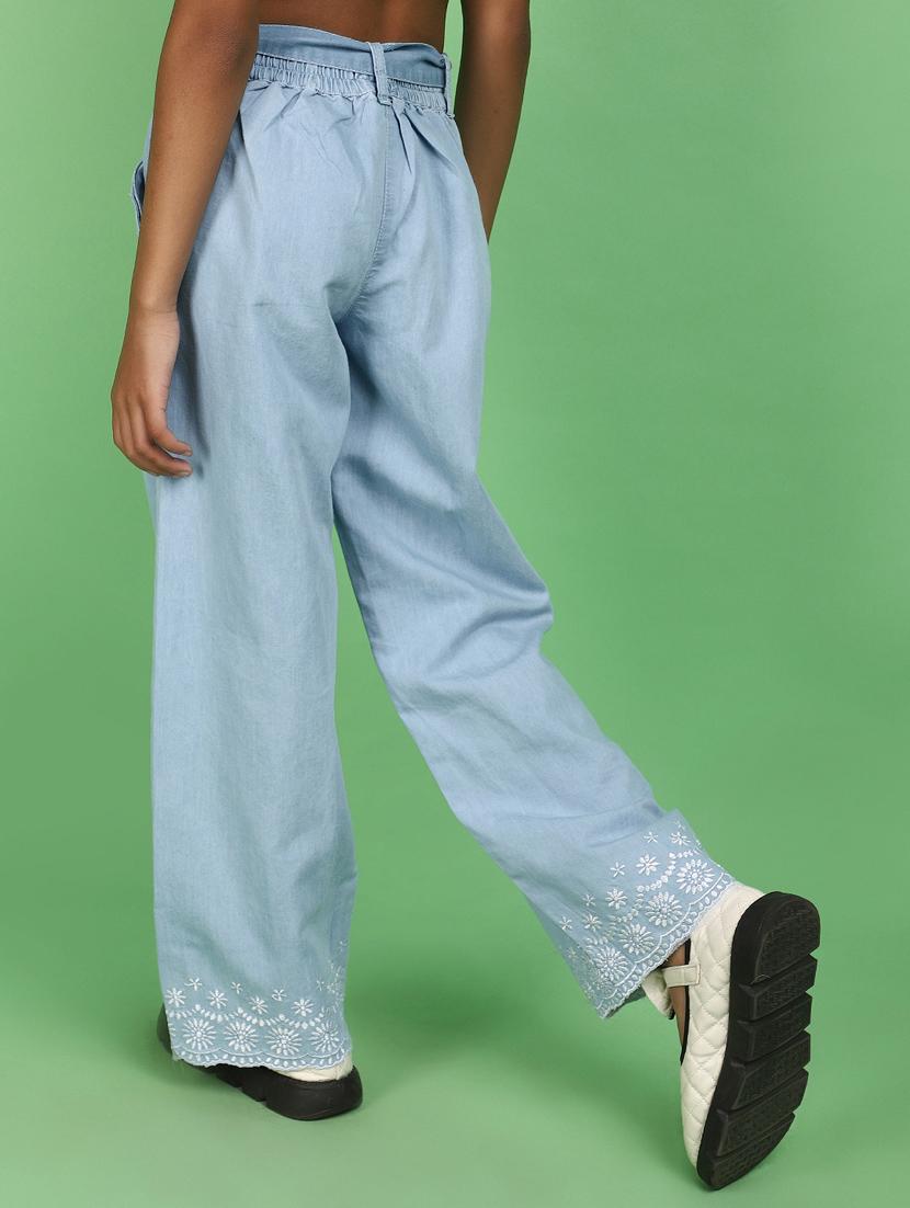 girls light blue detailed casual trouser - 20862815 - Zoom Image - 3