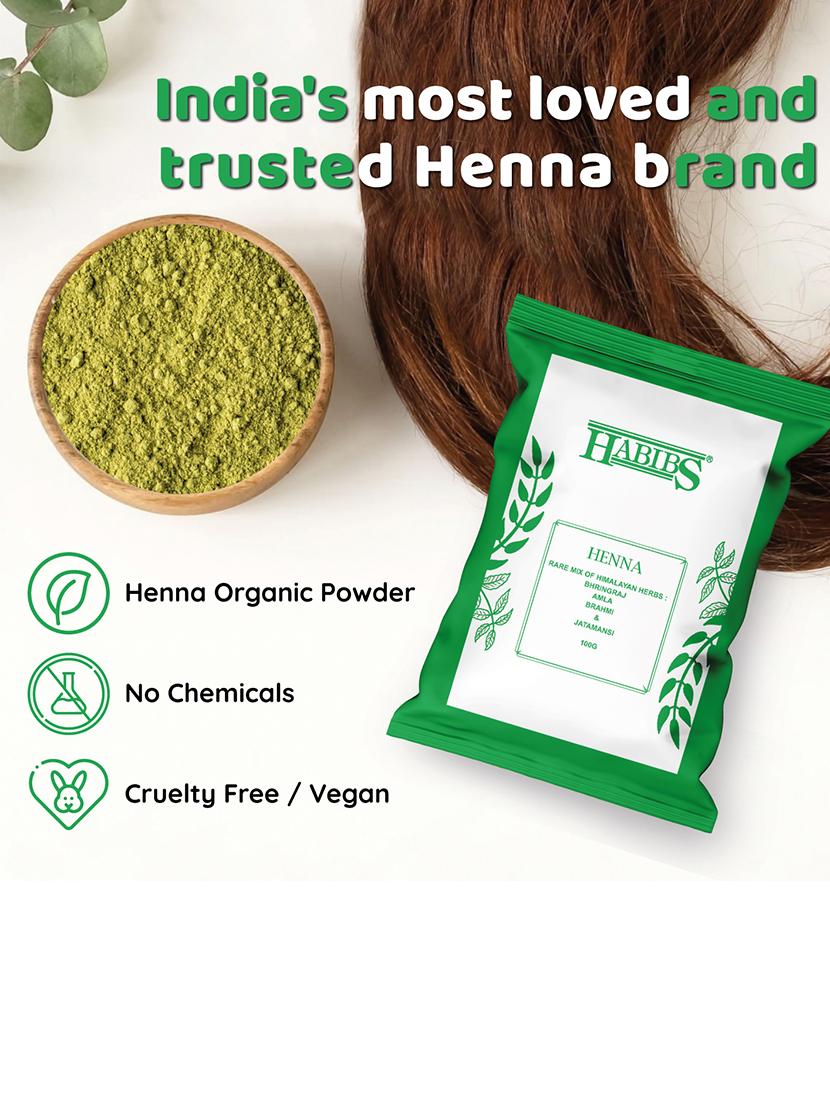 habibs natural henna mehndi powder enriched with bhringraj, amla, brahmi,jatamansi for natural hair coloring 50gm - 20876122 - Standard Image - 2