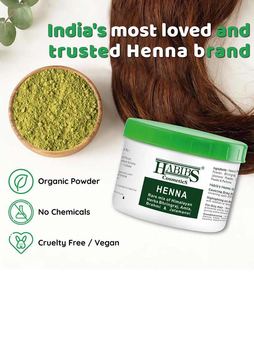habibs natural henna mehndi powder enriched with bhringraj, amla, brahmi,jatamansi for natural hair coloring 100gm - 20876128 - Zoom Image - 2