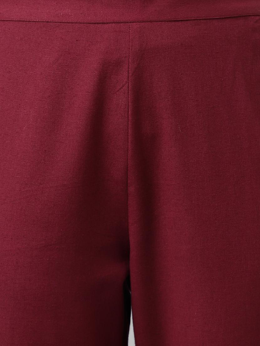 women maroon solid kurta pant set - 20895364 - Standard Image - 5