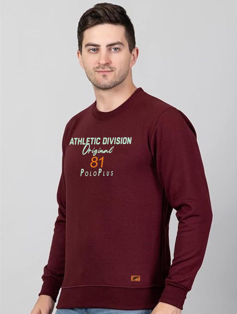 maroon fleece chest print sweatshirt - 20896849 - Zoom Image - 1