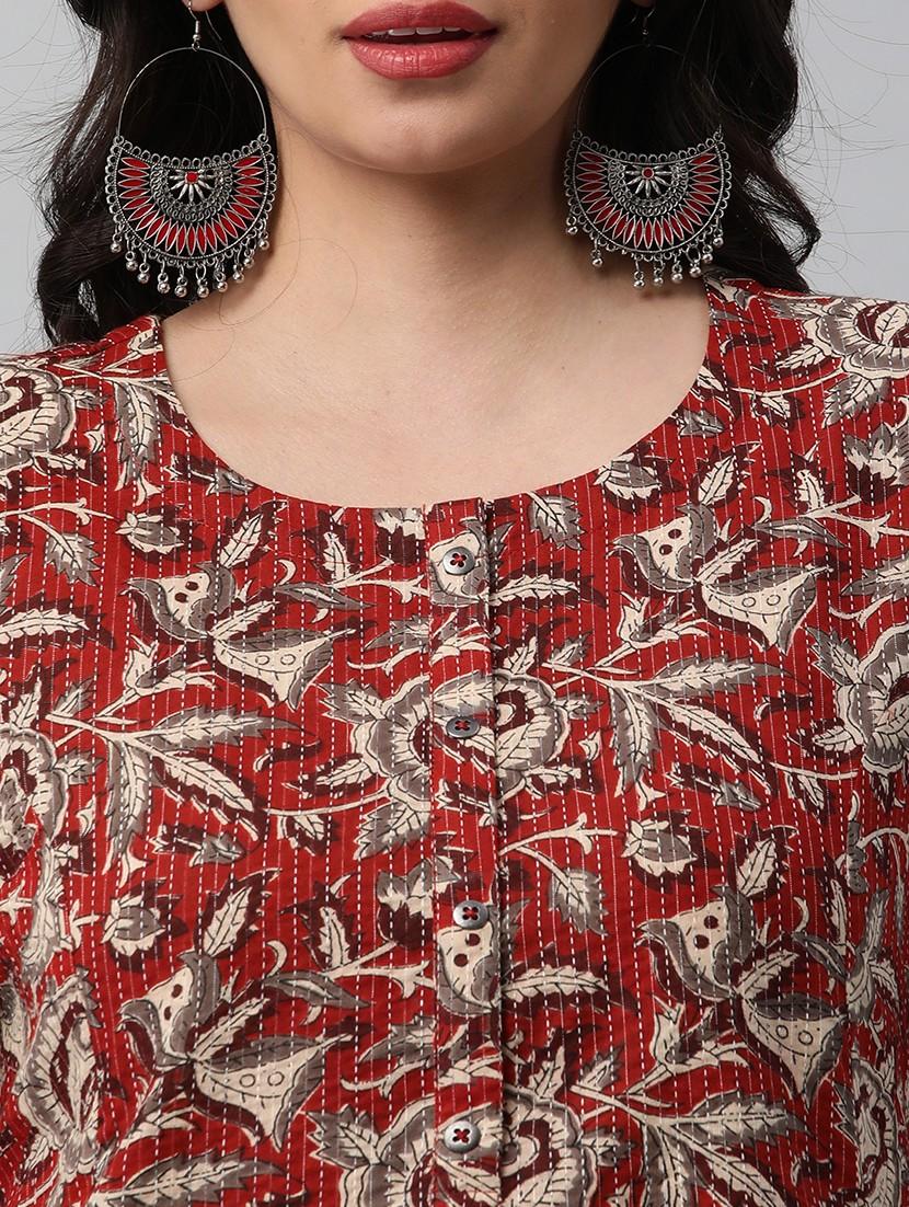 women round neck cotton a-line kurta - 20912079 - Standard Image - 4
