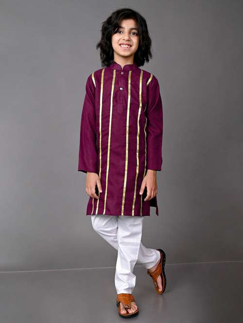 purple cotton blend kurta sets - 20943197 - Very Small Image - 1
