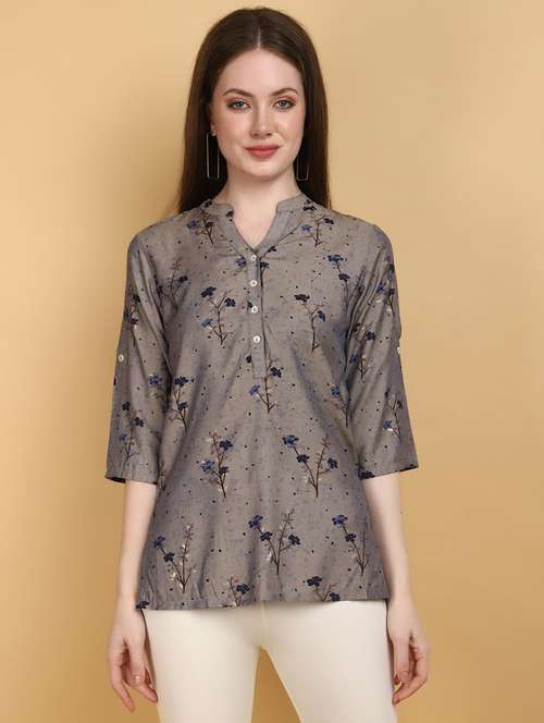 women grey printed regular top - 20946542 - Very Small Image - 1