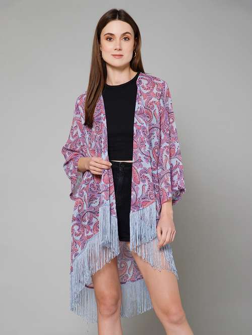 women paisley print shrug with fringed hem - 20947224 - Very Small Image - 1