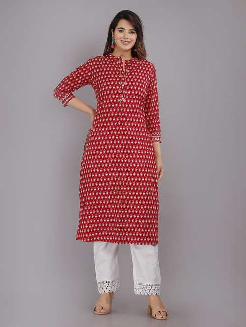 women printed cotton straight kurta - 20948153 - Very Small Image - 1