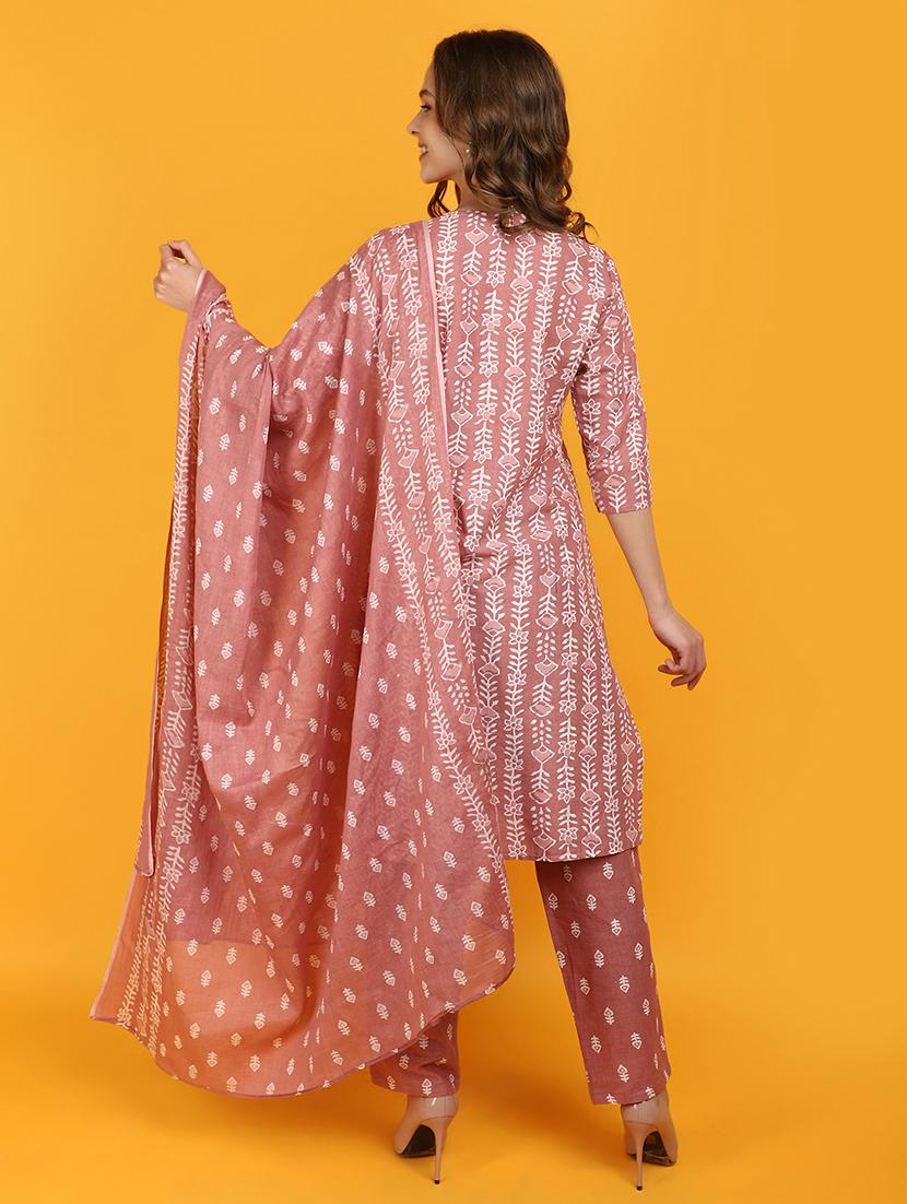 women peach printed kurta pant set with dupatta - 20958781 - Zoom Image - 2