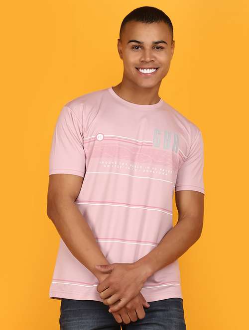 men round neck front print cotton t-shirt - 20962391 - Very Small Image - 1