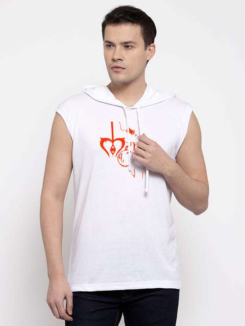 men hood neck chest printed t-shirt - 20968883 - Very Small Image - 1