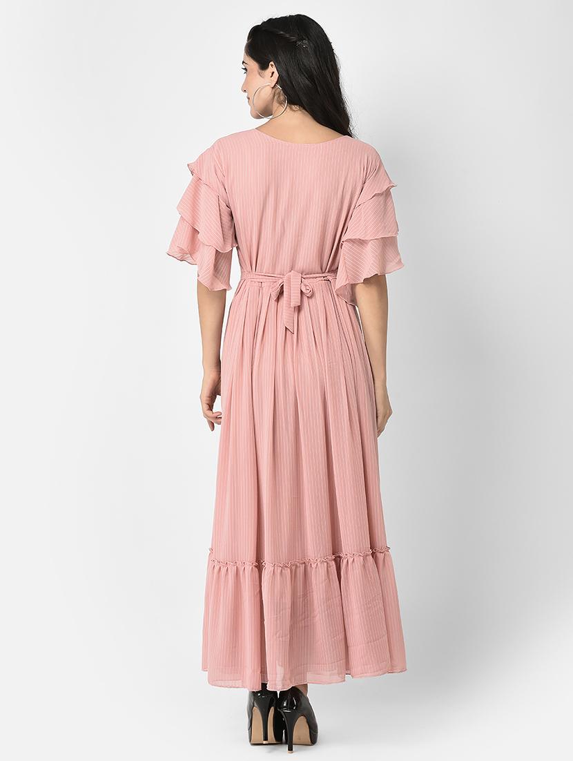 pink striped detailed fit & flare dress - 20969943 - Zoom Image - 3