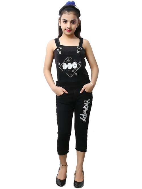 girls cotton blend dungaree twin set - 20969994 - Very Small Image - 1