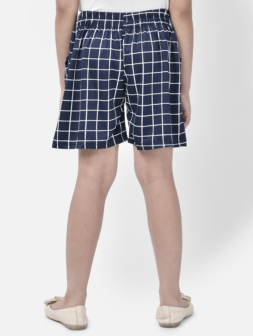 navy blue checkered cotton shorts - 20970013 - Zoom Image - 3