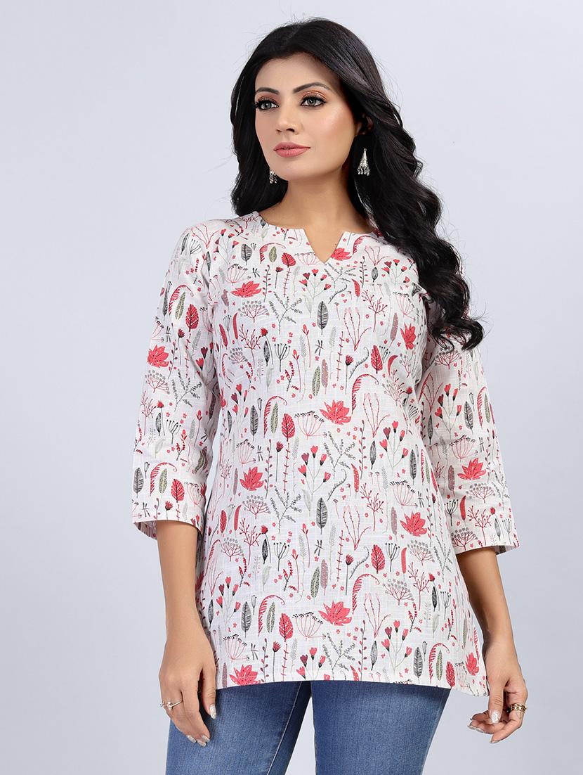 women three quarter sleeve straight kurti - 20974005 - Standard Image - 2