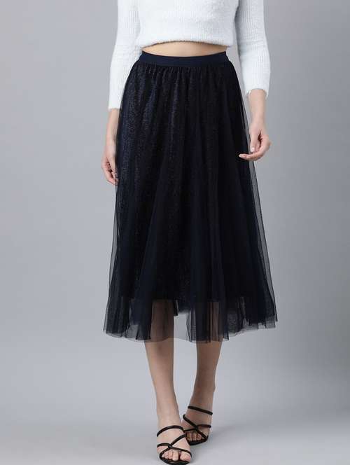 women mid-rise solid flared skirt - 21023451 - Very Small Image - 1
