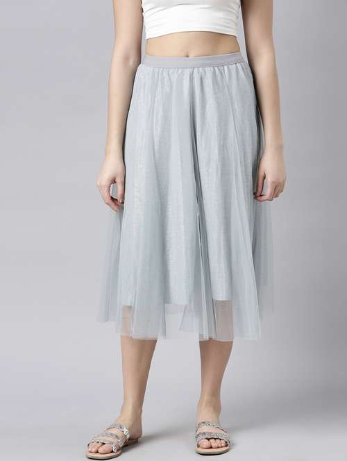 women mid-rise solid flared skirt - 21023455 - Very Small Image - 1