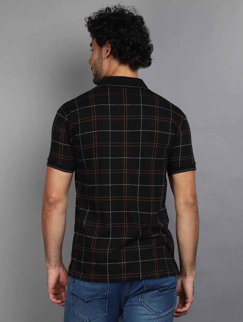 men black regular fit checkered polo t-shirt - 21023971 - Standard Image - 2