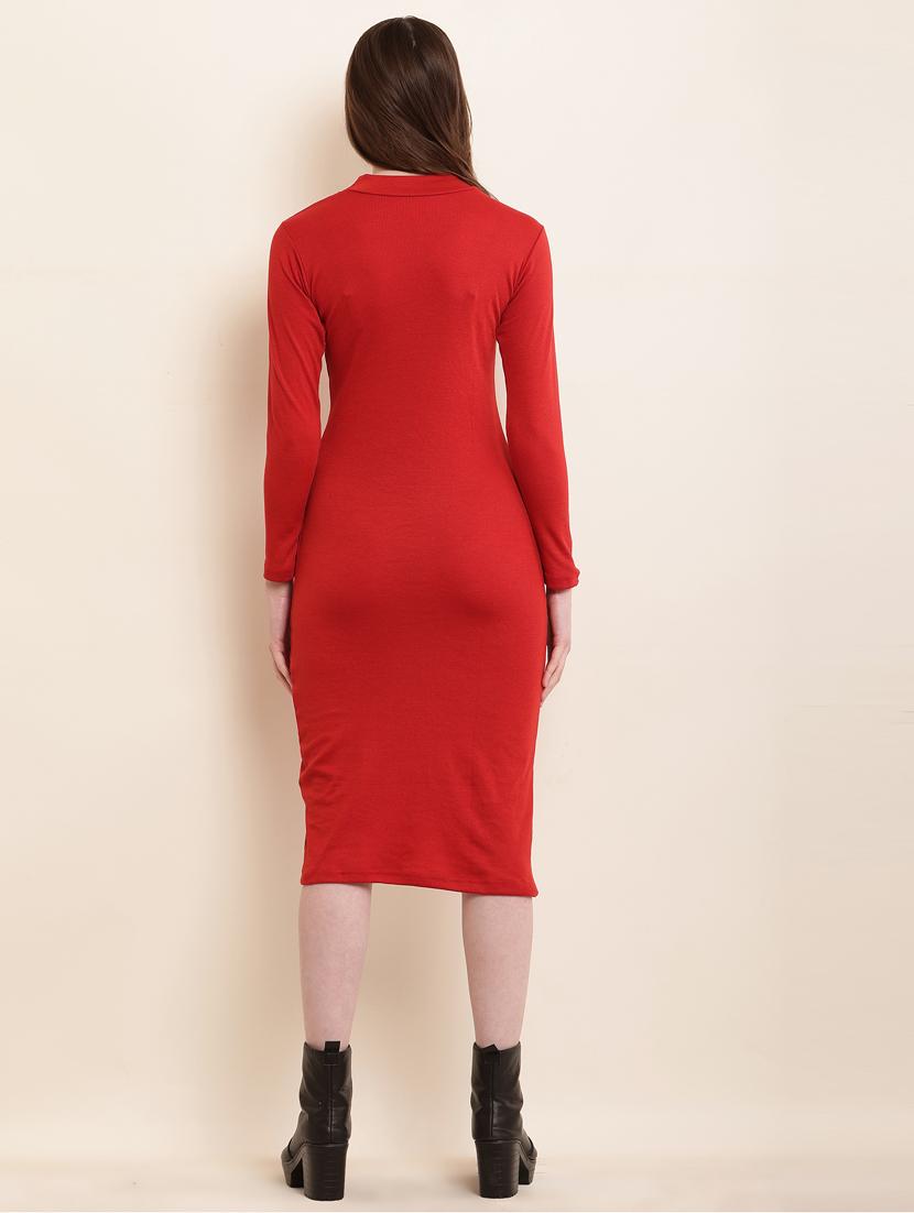 solid red bodycon dress - 21024291 - Standard Image - 3