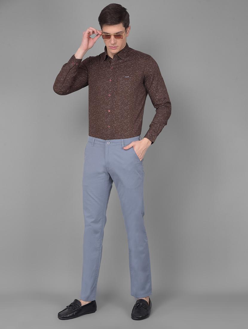 grey cotton blend chinos casual trousers - 21031772 - Standard Image - 4