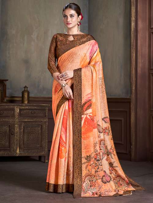 women floral printed saree with blouse - 21033968 - Very Small Image - 1