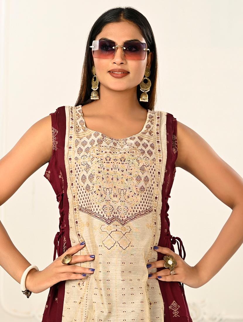 women round neck sleeveless layered kurta - 21034136 - Standard Image - 3