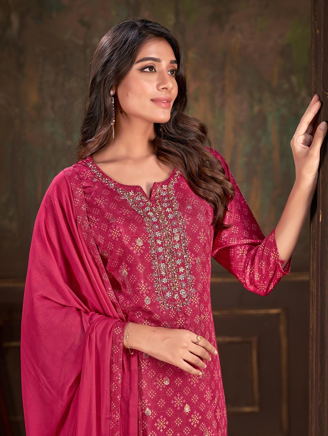 women pink kurta pant set with dupatta - 21034193 - Zoom Image - 2