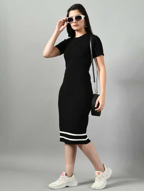 women black solid bodycon dress - 21052923 - Very Small Image - 1
