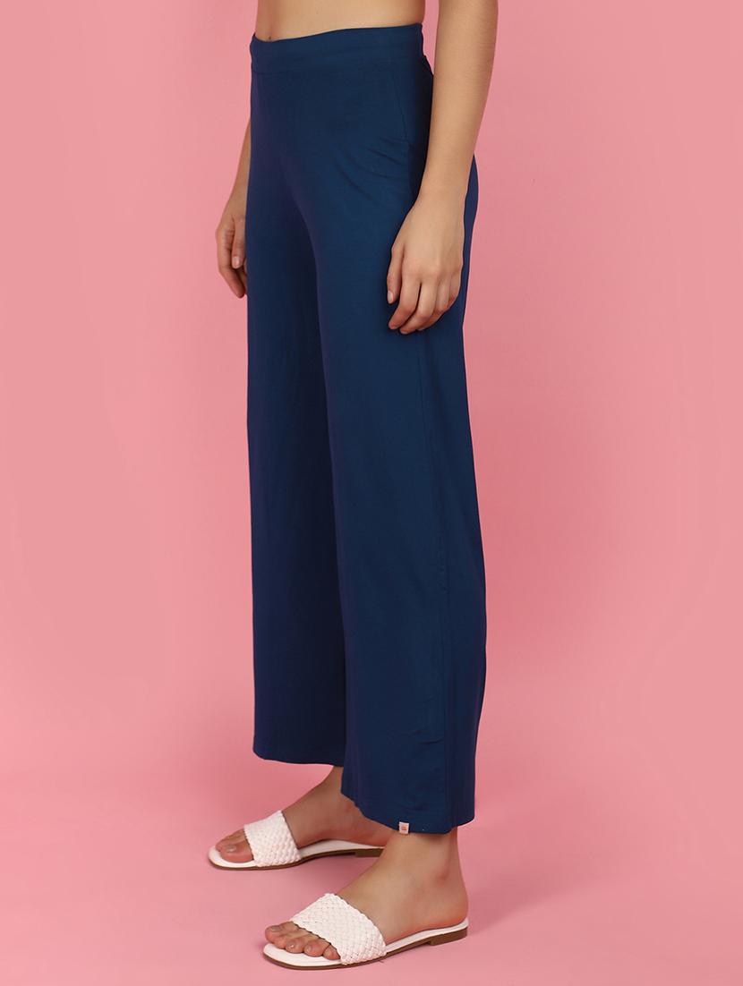 women blue solids palazzos - 21053632 - Zoom Image - 2