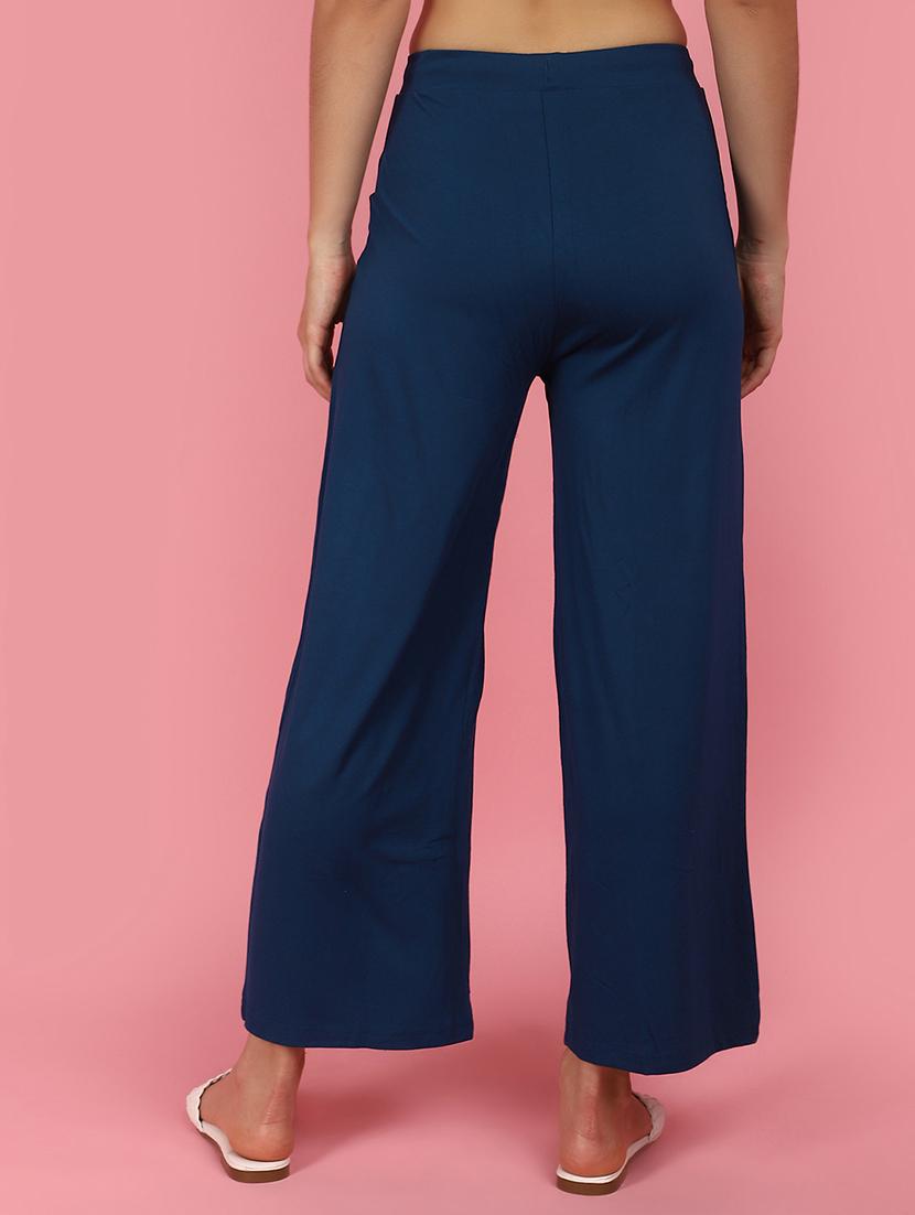 women blue solids palazzos - 21053632 - Standard Image - 3
