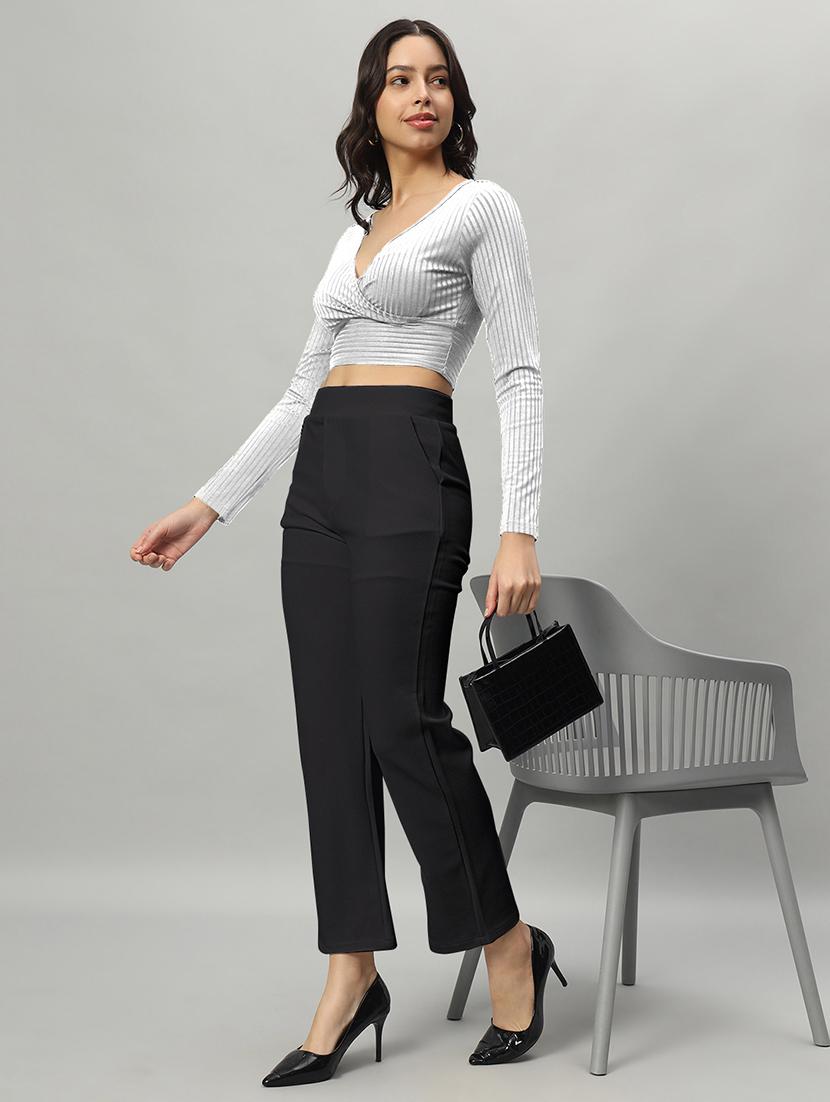 women solid color flat front trouser - 21054469 - Standard Image - 3