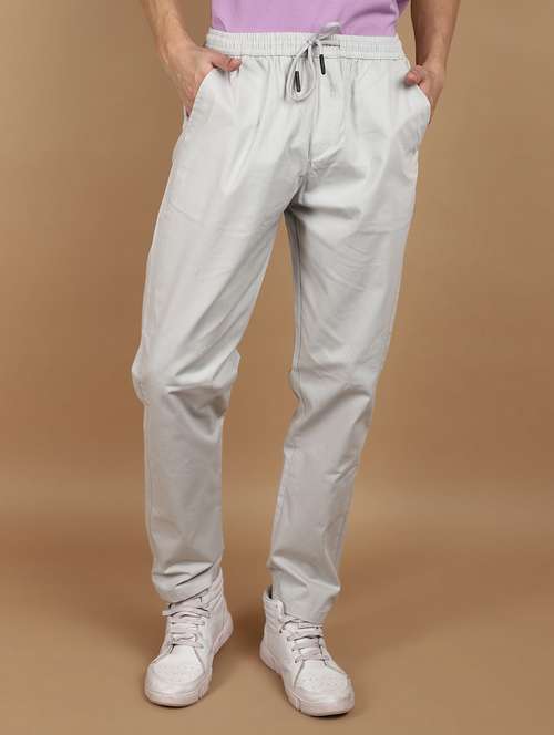 men solid cotton full length track pant - 21061617 - Very Small Image - 1