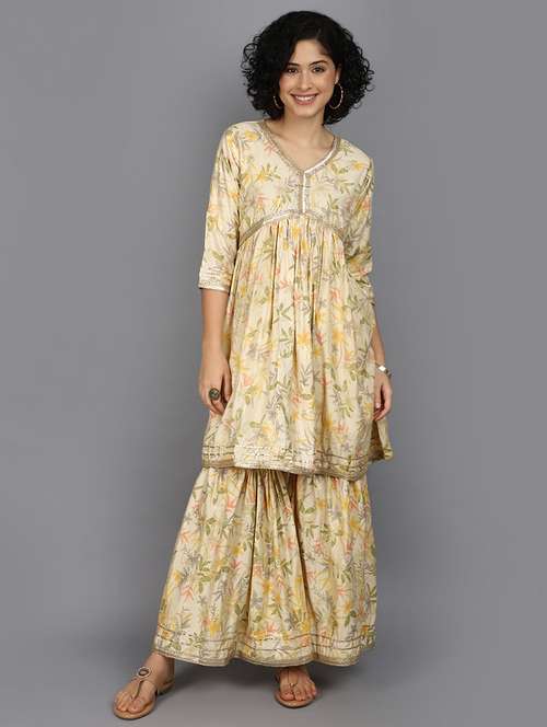 women yellow kurta sharara set with dupatta - 21061660 - Very Small Image - 1