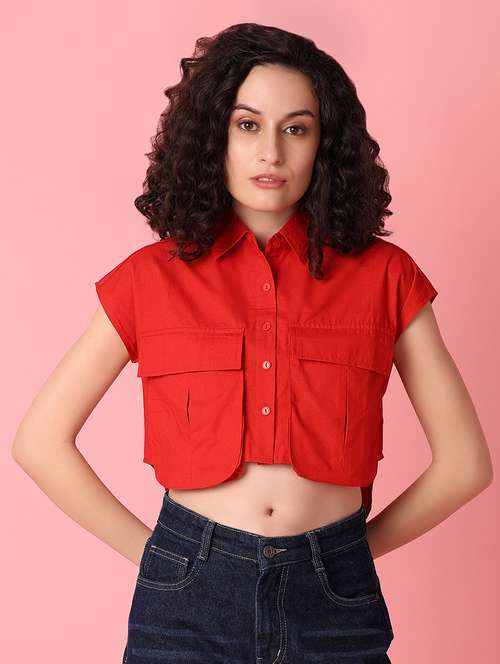 red solid regular shirt - 21073957 - Very Small Image - 1