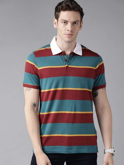 men polo neck striped t-shirt - 21080284 - Very Small Image - 1