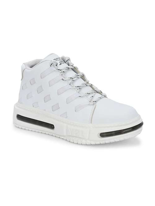 white synthetic lace up sneakers - 21080355 - Very Small Image - 1