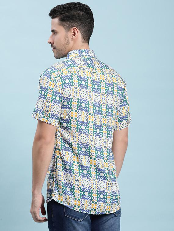men geometric printed regular shirt - 21081343 - Standard Image - 3