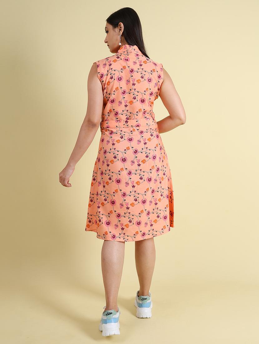 orange silk blend a-line dress - 21083025 - Standard Image - 4