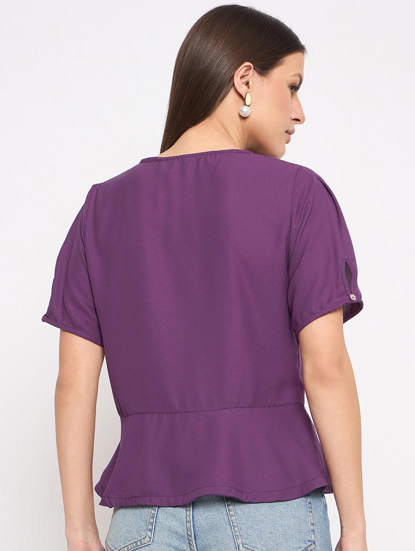 women solid puff sleeve top - 21093560 - Standard Image - 3