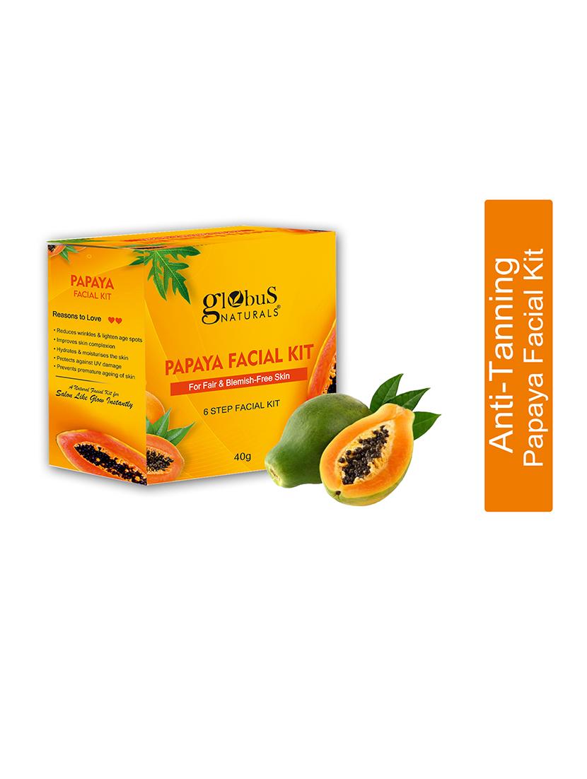 globus naturals papaya facial kit for blemish free skin & anti-pigmentation, 6 steps, 40 gm - 21128653 - Zoom Image - 2
