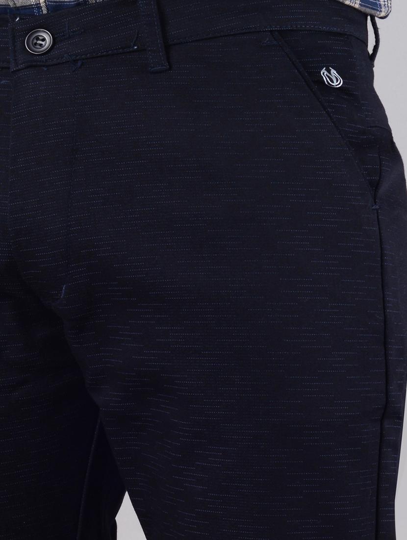 blue cotton flat front casual trousers - 21128718 - Zoom Image - 4