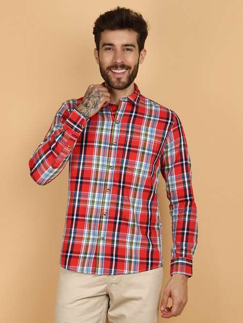 men checkered cotton casual shirt - 21131298 - Very Small Image - 1