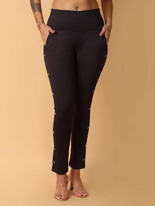 girls mid-rise black solid jegging - 21134966 - Very Small Image - 1