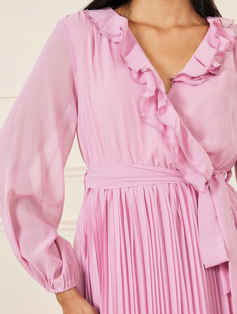 lavender polyester fit & flare dress - 21135549 - Standard Image - 3